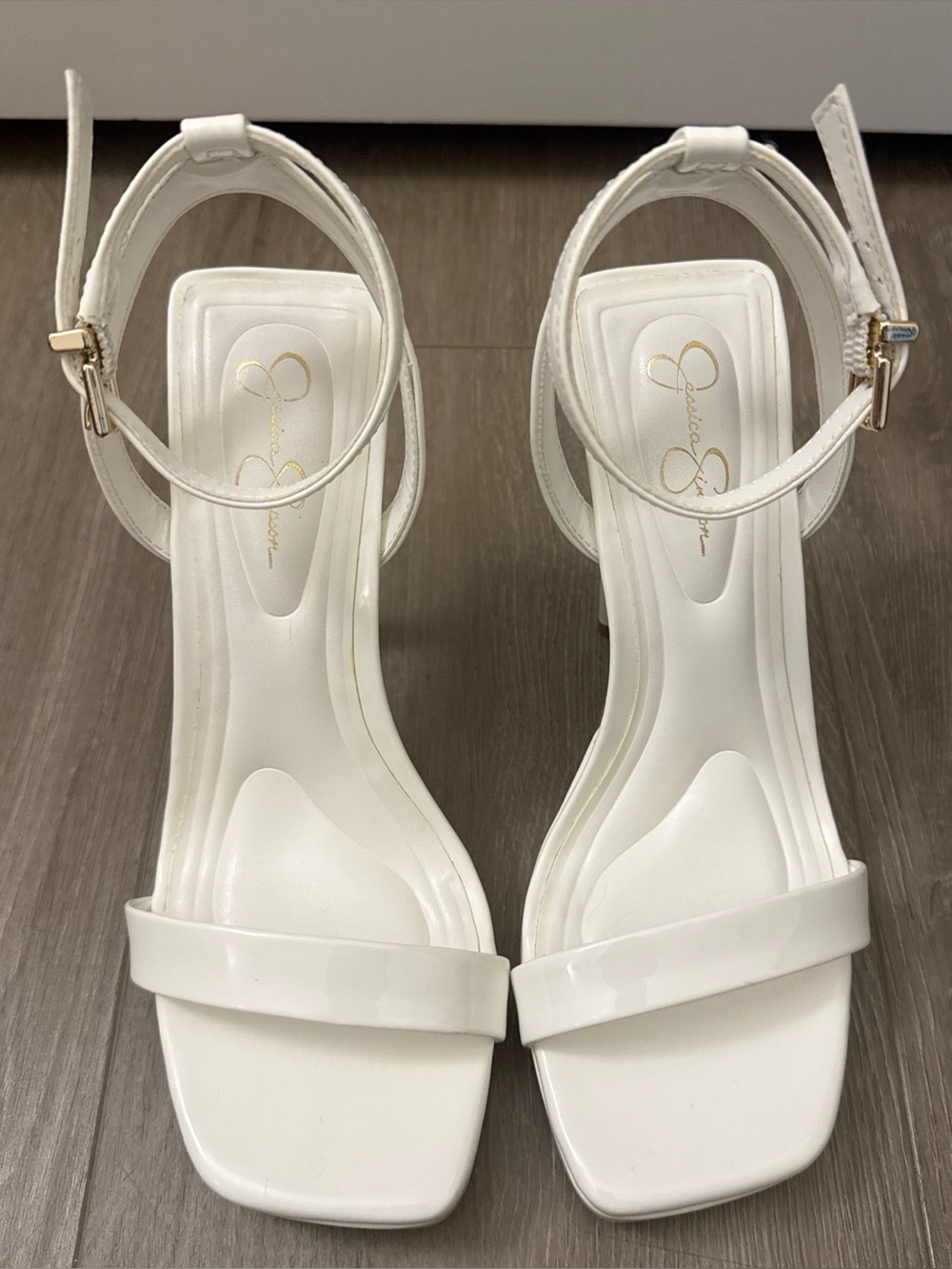 White Ankle-Strap Platform Stiletto Heels - Women's Sandals - Picture 2 of 4